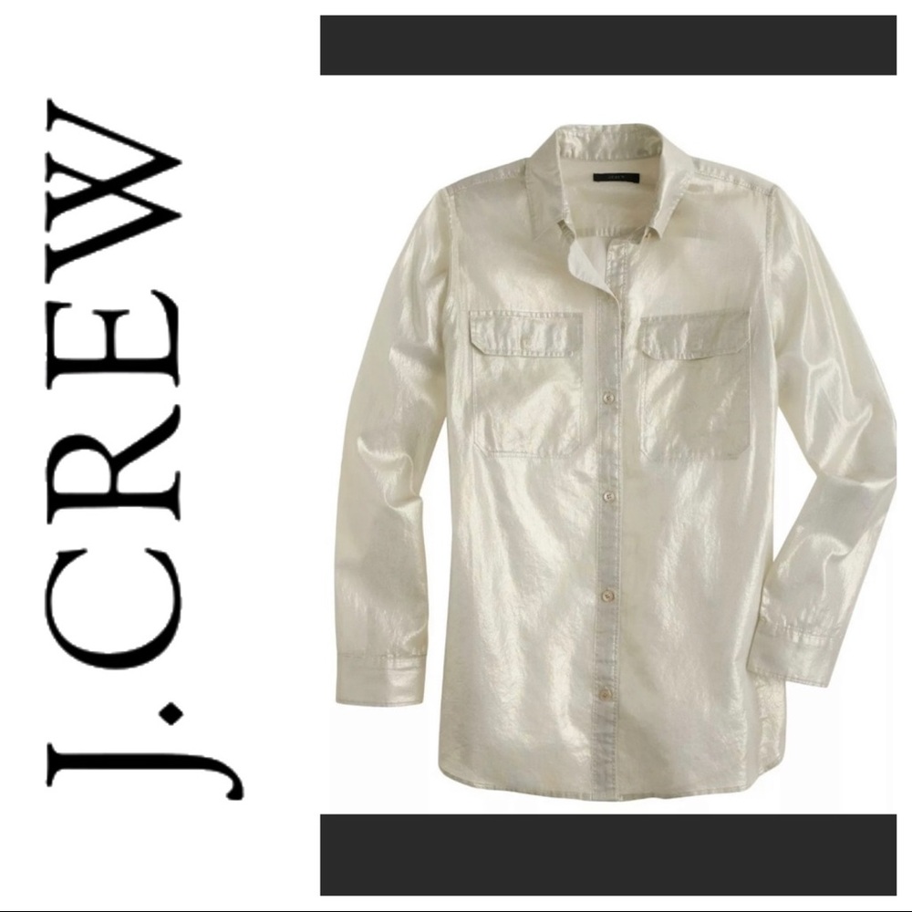 Shiny sparkle J. crew cotton button up